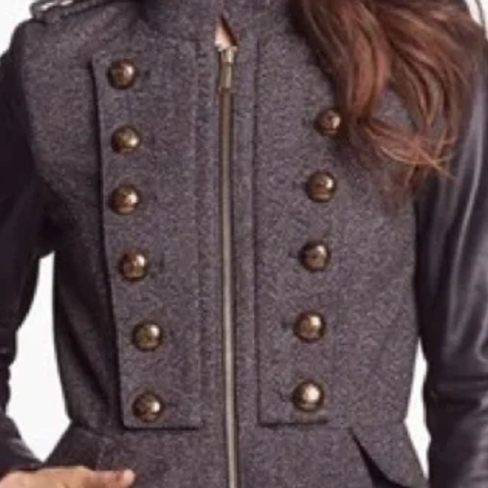 New BCBGeneration Tweed & Faux Leather Military Jacket❣️ - Picture 5 of 11